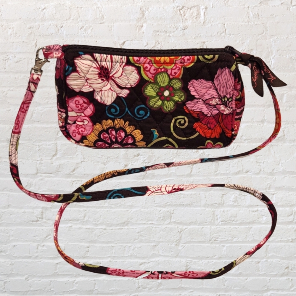 Vera Bradley Mod Floral Pink "Maggie" Crossbody/Shoulder Purse 9"W 5"H 4"D‎